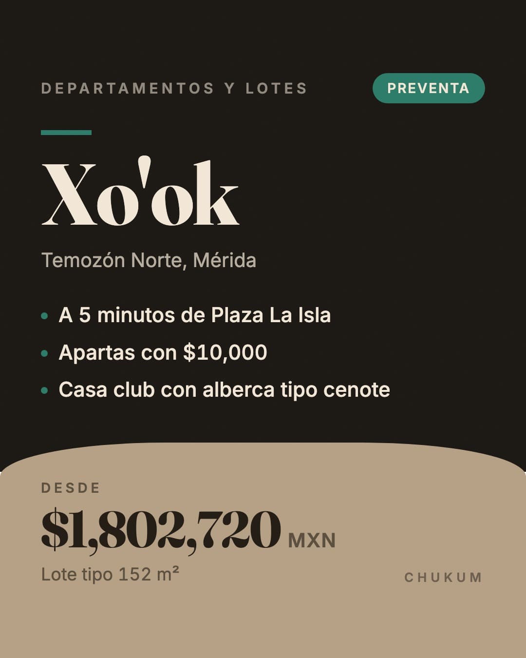 Ficha de datos de Xo'ok: ubicación, características y precio
